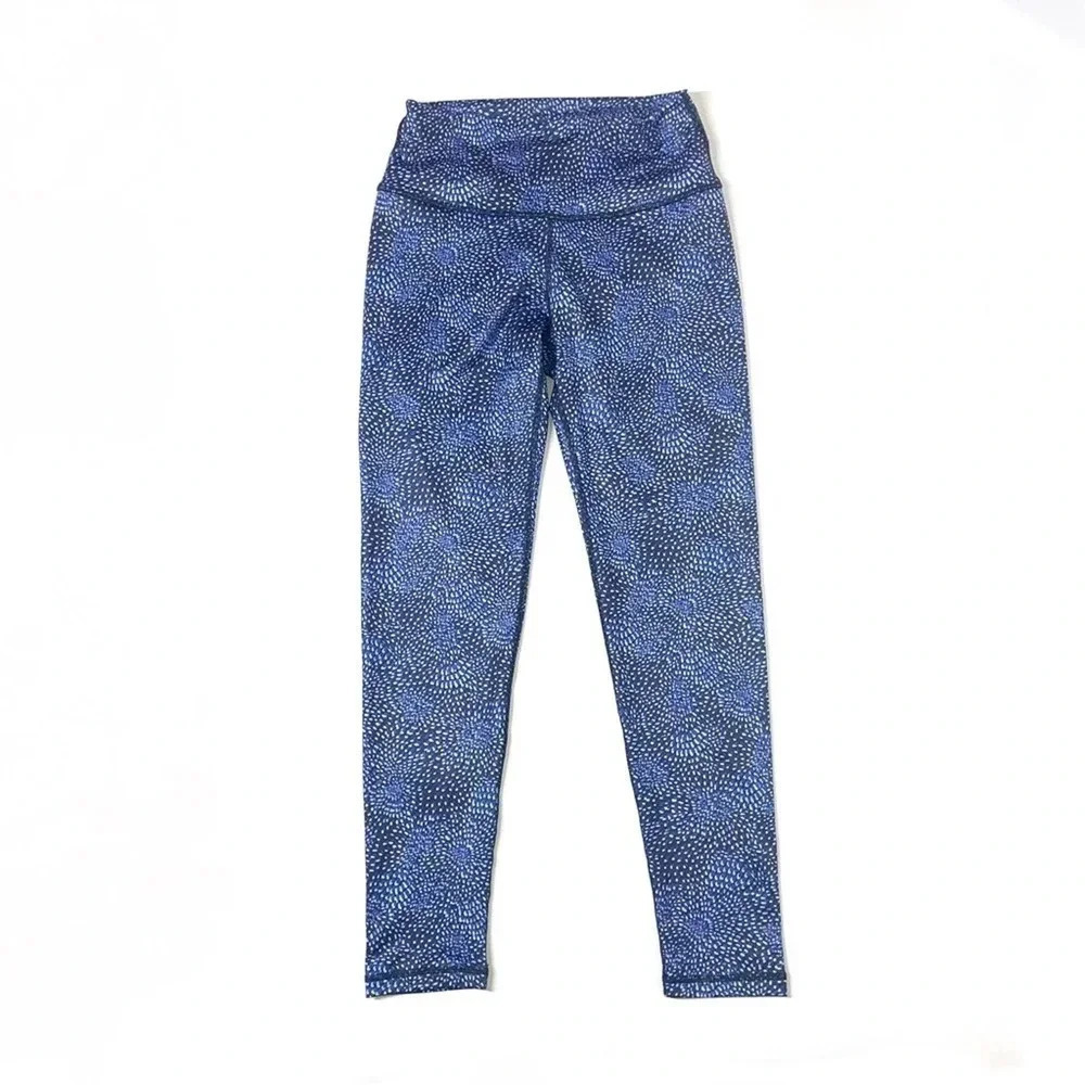 Aerie Chill Play Move Blue Dot Design Leggings Size Large